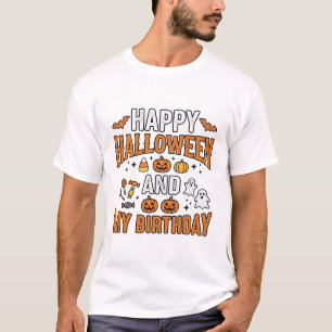 Camiseta Feliz Halloween y Cumpleaños Diseño Vintage_1
