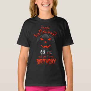 Camiseta Feliz Halloween y sí es mi sexto cumpleaños