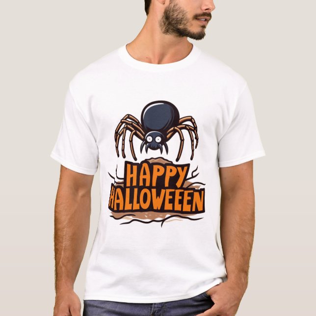 Camiseta Feliz Halloween y un amigo furtivo (Anverso)