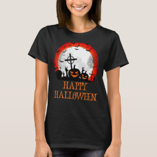 Camiseta Feliz Halloween Zombie Graveyard Scary Pumpkins Bo