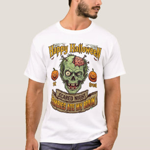 Camiseta Feliz Halloween Zombies Comieron Cerebro Cabeza de
