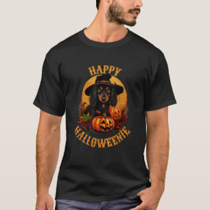 Camiseta Feliz Halloweenie Dachshund Bruja Perro Halloween