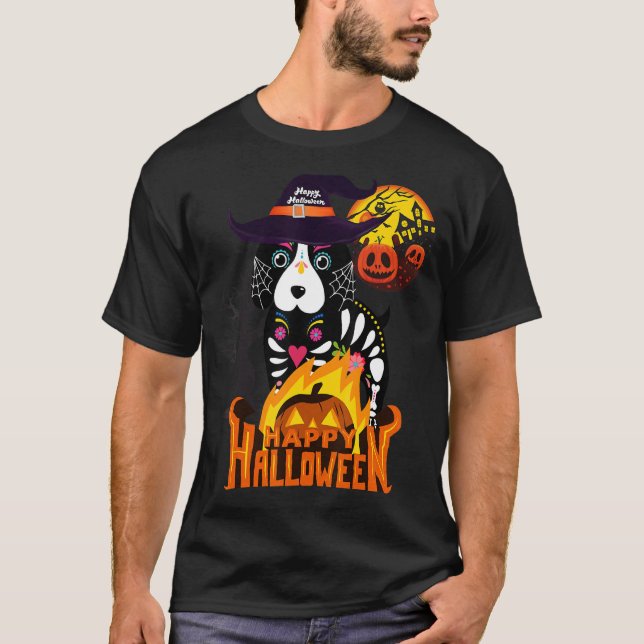 Camiseta Feliz Halloweenie Dachshund Mummy Doxie Trick de p (Anverso)