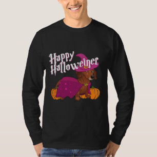 Camiseta Feliz Halloweenie Doxie Dachshund Perro Gorra de B