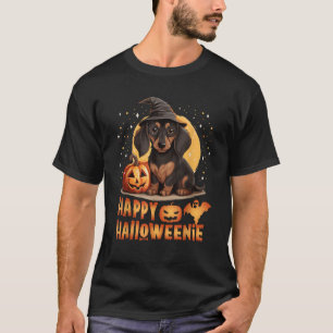 Camiseta Feliz Halloweenie Perrito Dachsund Divertido Hallo