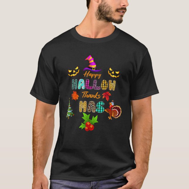 Camiseta Feliz HallowGraciasMas Regalo de Halloween Christm (Anverso)