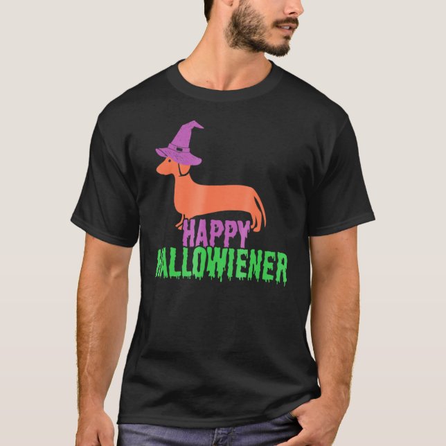 Camiseta Feliz Hallowiener - Dachshund Halloween (Anverso)