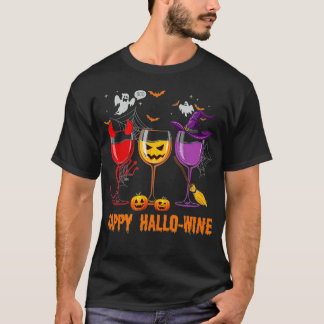 Camiseta Feliz HalloWine divertida amante del vino de vidri