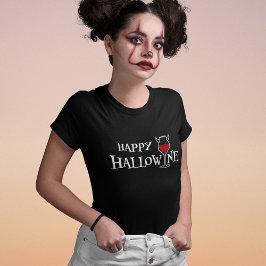 Camiseta Feliz Hallowine - Halloween Pun