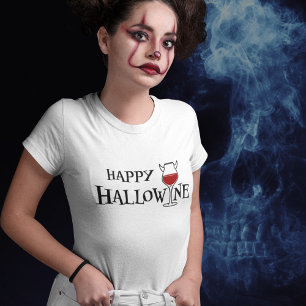 Camiseta Feliz Hallowine   Juego de palabras de Halloween
