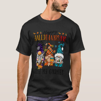 Camiseta Feliz Hallowthanksmas con mis Gnomies Divertidos L