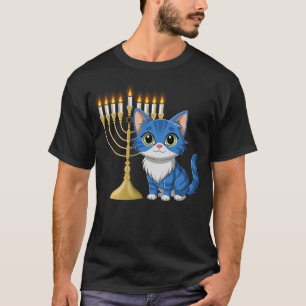 Camiseta Feliz Hanukcat El gato dulce Menorah Funny Hanukka