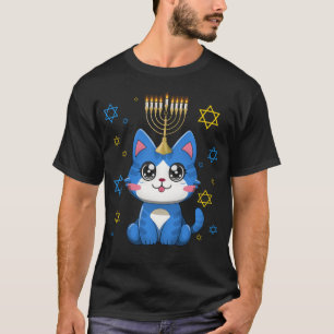 Camiseta Feliz Hanukcat El gato dulce Menorah Funny Hanukka