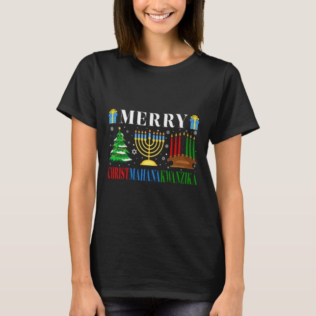 Camiseta Feliz Hanukka a los Navidades de Merry Christmahan (Anverso)