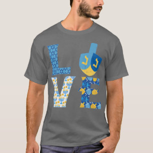 Camiseta Feliz Hanukkah AMOR Vintage Hebreo Menorah Judío