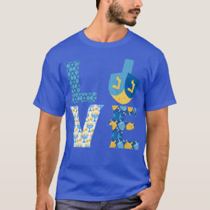 Camiseta Feliz Hanukkah AMOR Vintage Hebreo Menorah Judío