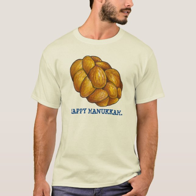 Camiseta Feliz Hanukkah Challah Pan Festividades judías (Anverso)