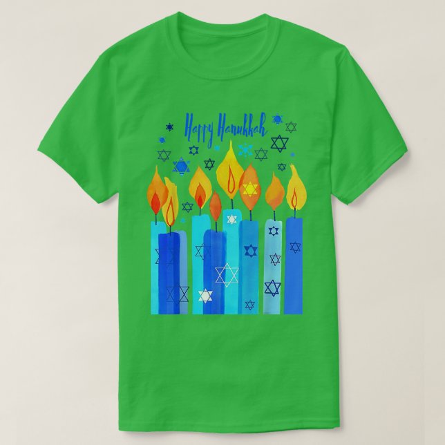 Camiseta Feliz Hanukkah Chanukkah Estrella De David Menorah (Diseño del anverso)