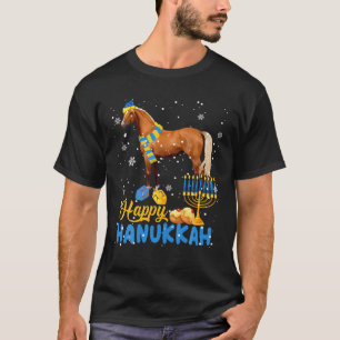 Camiseta Feliz Hanukkah Cute Hanukkah Caballo Menorah Judá
