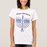 Camiseta Feliz Hanukkah Cute Personalizado Menorah Jewish<br><div class="desc">Muestra al mundo tu orgullo de Hanukkah con un diseño contemporáneo y lindo de camisetas judías de PopQTstudio. Este té presenta un diseño lúdico de un personalizado Menorah coronado con alegres velas kawaii. Un gran regalo para tus amigos y familia judíos. Para órdenes de personalizados, envíame un mensaje a Zazzle...</div>