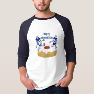 Camiseta Feliz Hanukkah Dancing Dreidels Jelly Doughnut