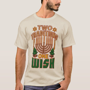 Camiseta Feliz Hanukkah Dos tradiciones que uno desea