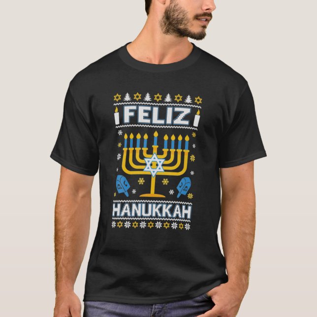 Camiseta Feliz Hanukkah Feliz Chanukah Funny Menorah Judah (Anverso)