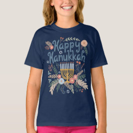Camiseta Feliz Hanukkah FLorals Arte dibujado a mano