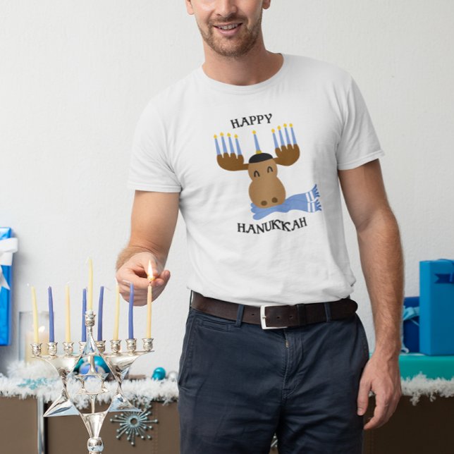 Camiseta Feliz Hanukkah Funny Moose Menorah (Subido por el creador)