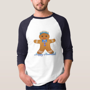 Camiseta Feliz Hanukkah Gingerbread Man Menorah