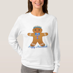 Camiseta Feliz Hanukkah Gingerbread Man Menorah