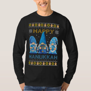 Camiseta Feliz Hanukkah Gnome Gnomies Menorah Pajama Ugly S