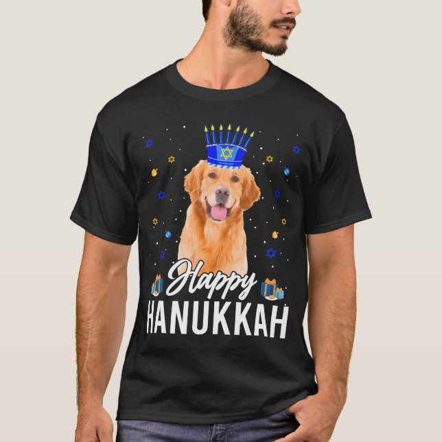 Camiseta Feliz Hanukkah Golden Retriever Menorah Gorra (Anverso)