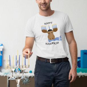 Camiseta Feliz Hanukkah Gracioso Moose Menorah