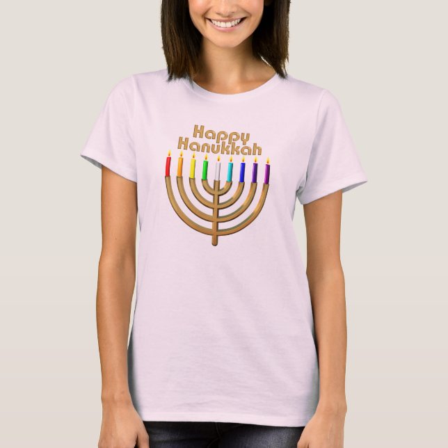 Camiseta Feliz Hanukkah Menorah (Anverso)