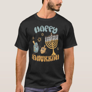 Camiseta Feliz Hanukkah Menorah Dreidel Retro Chanukkah Hom