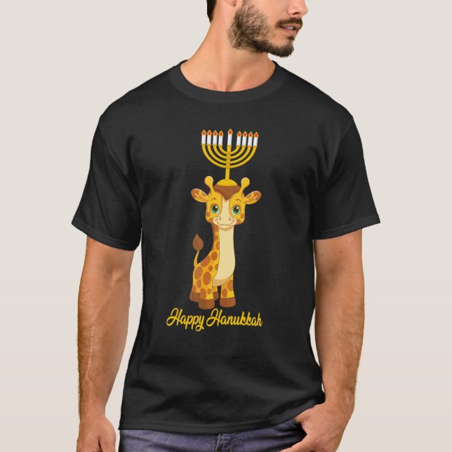 Camiseta Feliz Hanukkah Menorah Giraffe Niños adolescentes (Anverso)