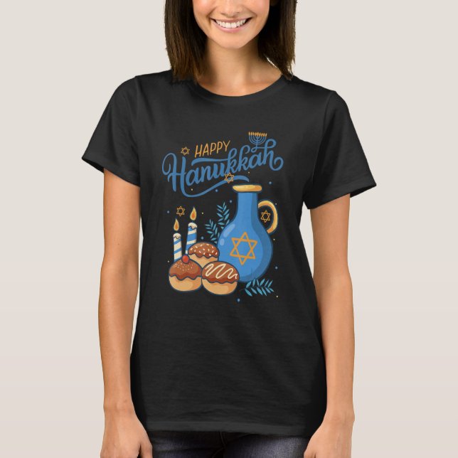 Camiseta Feliz Hanukkah Menorah Judío Chanukah Niños Chicos (Anverso)