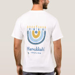 Camiseta Feliz Hanukkah Menorah Rainbow<br><div class="desc">Nuestra camiseta de saludo arcoiris Menorah Hanukkah tiene un popular diseño arcoiris que gira para convertirse en una alegre menorah Hanukkah/ Chanukah. Con una salpicadura de estrellas judías de David, este diseño moderno es una manera hermosa y divertida de desear a la familia y amigos un Hanukkah feliz dondequiera que...</div>