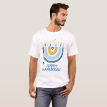 Camiseta Feliz Hanukkah Menorah Rainbow T-Shirt<br><div class="desc">Nuestra camiseta de saludo arcoiris Menorah Hanukkah tiene un popular diseño arcoiris que se volteó para convertirse en una alegre menorah Hanukkah/ Chanukah. Con una salpicadura de estrellas judías de David, este diseño moderno es una manera fresca y divertida de desear a la familia y amigos un Hanukkah feliz dondequiera...</div>