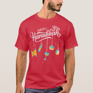 Camiseta Feliz Hanukkah Menorah Torah Dreidel y Doughnut