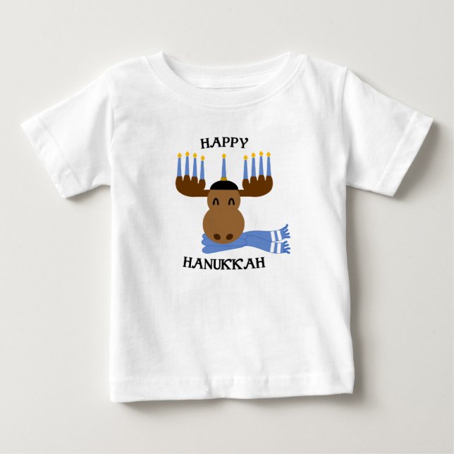 Camiseta Feliz Hanukkah Moose Menorah (Anverso)