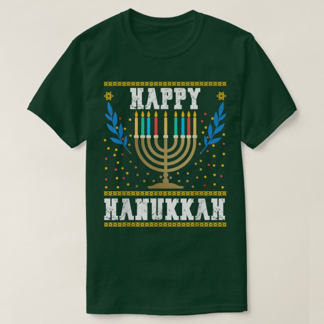 Camiseta Feliz Hanukkah Navidades judíos Menorah Hanukkah T (Diseño del anverso)