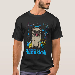 Camiseta Feliz Hanukkah Perro Pug Lindo Chanukah Judío Homb