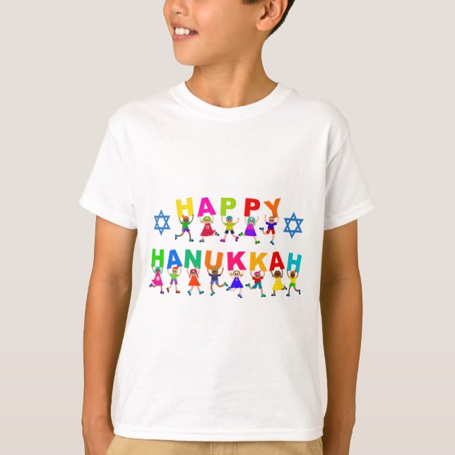 Camiseta Feliz Hanukkah Personalizado Diversos Niños Texto (Anverso)