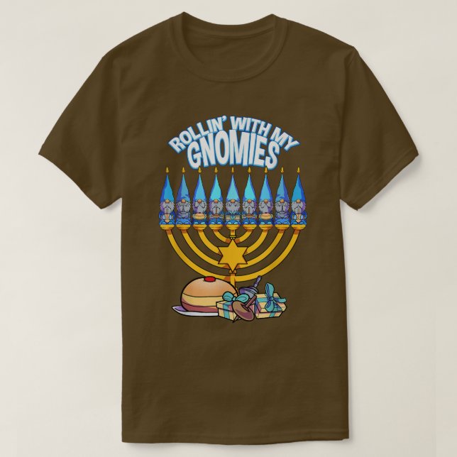 Camiseta Feliz Hanukkah Rollin con mi abuela navidad judía  (Diseño del anverso)