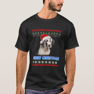 Camiseta Feliz Harlequin navideño Gran Dane Santa Ugly Xm