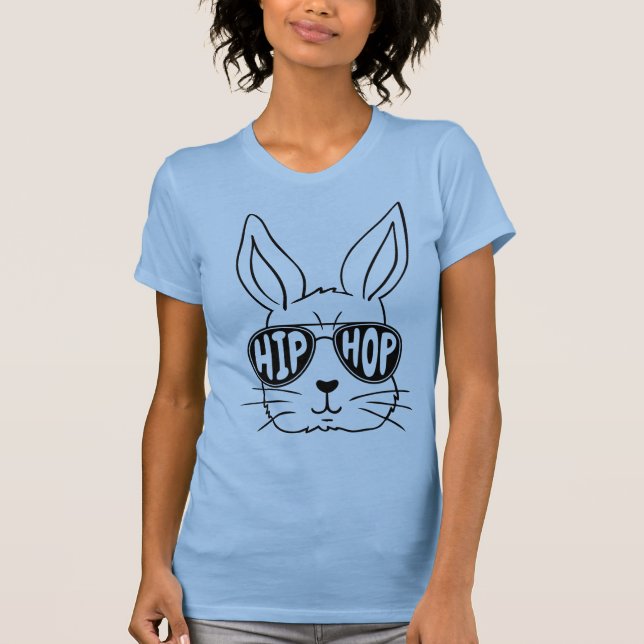 Camiseta Feliz Hip Hop Pascua, divertido té básico femenino (Anverso)