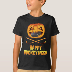 Camiseta Feliz Hockeyween Hockey Calabaza comiendo Puck Div