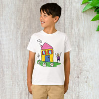 Feliz hogar colorido y figura de palo